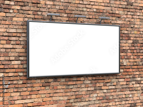 Wallpaper Mural 3D rendering of blank billboard (empty advertisement) on brick wall. Empty mockup template Torontodigital.ca