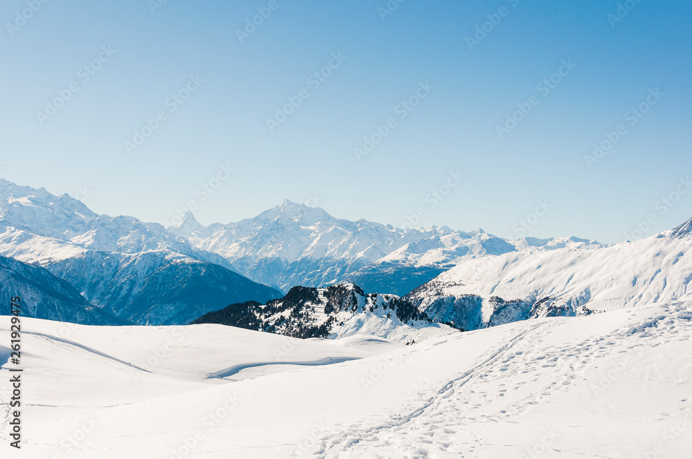 Riederalp, Matterhorn, Walliser Berge, Alpen, Aletsch, Höhenweg, Winter, Wintersport, Schweiz