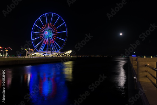 Ferris wheel at night park, Baku city