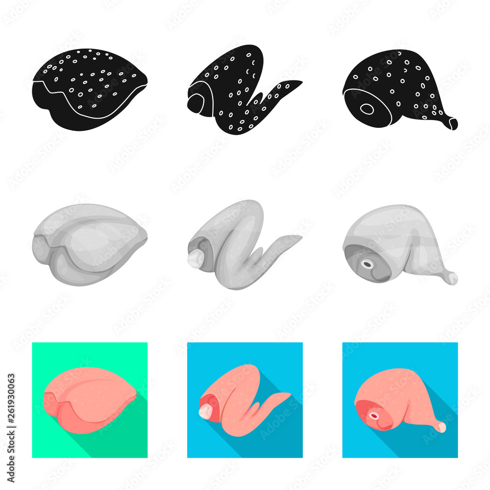 Fototapeta premium Vector illustration of product and poultry sign. Collection of product and agriculture vector icon for stock.