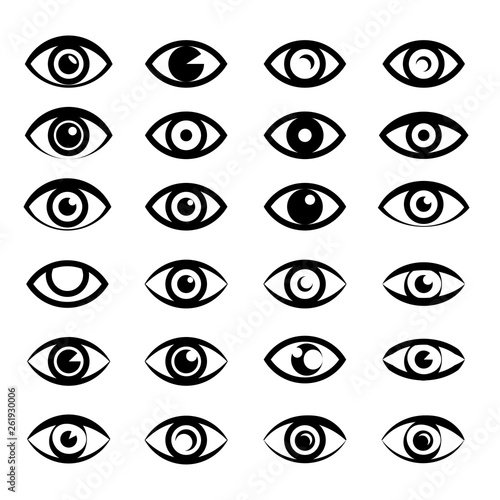 Eyes icon set collection. Look and Vision icons. Vector