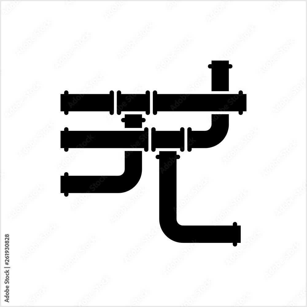 Pipe Icon, Pipe Fitting Icon, Water, Gas, Oil Pipeline, Plumbing Work