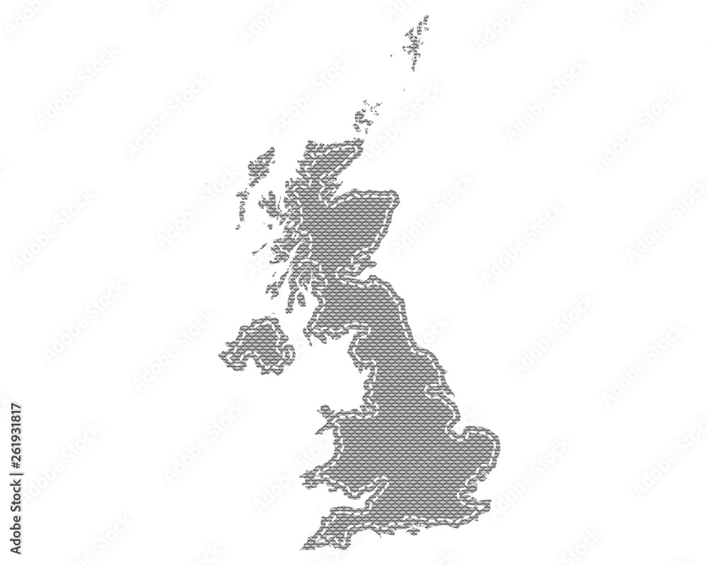 Karte von Grossbritannien auf feinem Gewebe