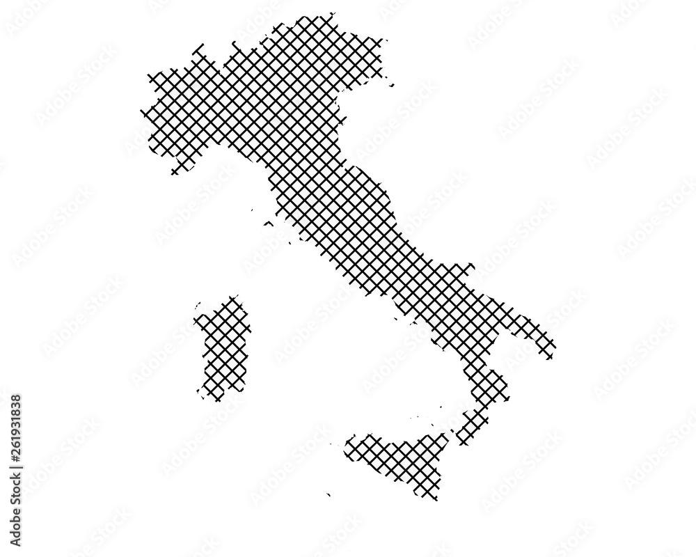 Karte von Italien auf einfachem Kreuzstich