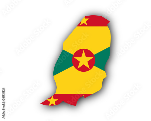 Karte und Fahne von Grenada