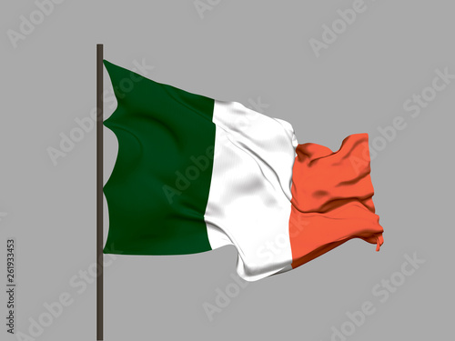 Waving flag of Ireland. Vec...