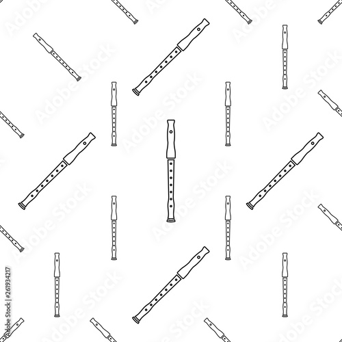 Flute Icon Seamless Pattern, Musical Instrument Icon