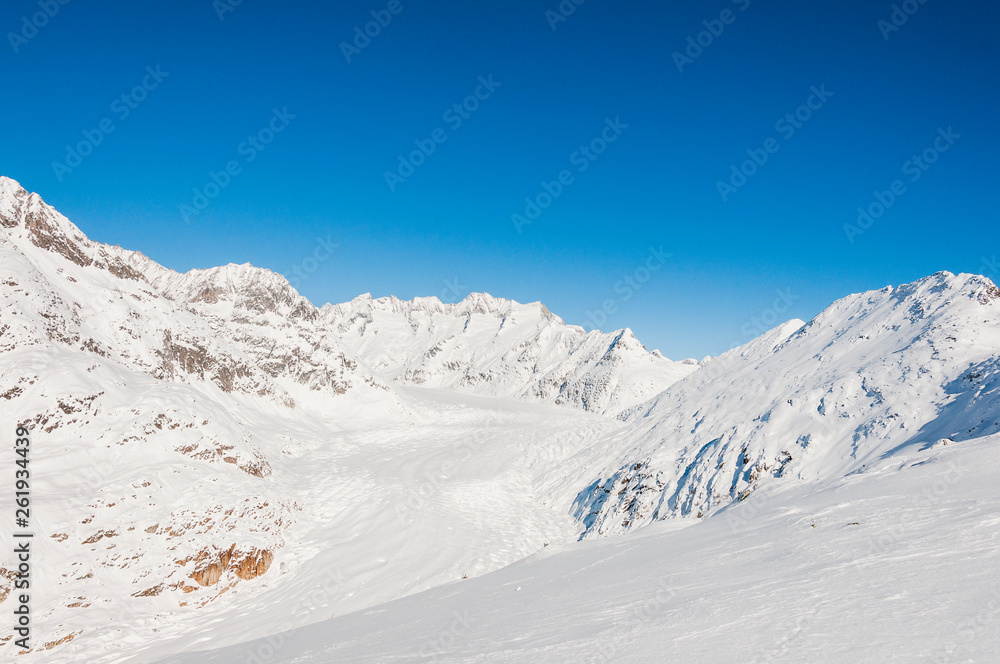 Bettmeralp, Aletschgletscher, Gletscher, Konkordiaplatz, Wallis, Walliser Berge, Alpen, Winter, Wintersport, Schweiz