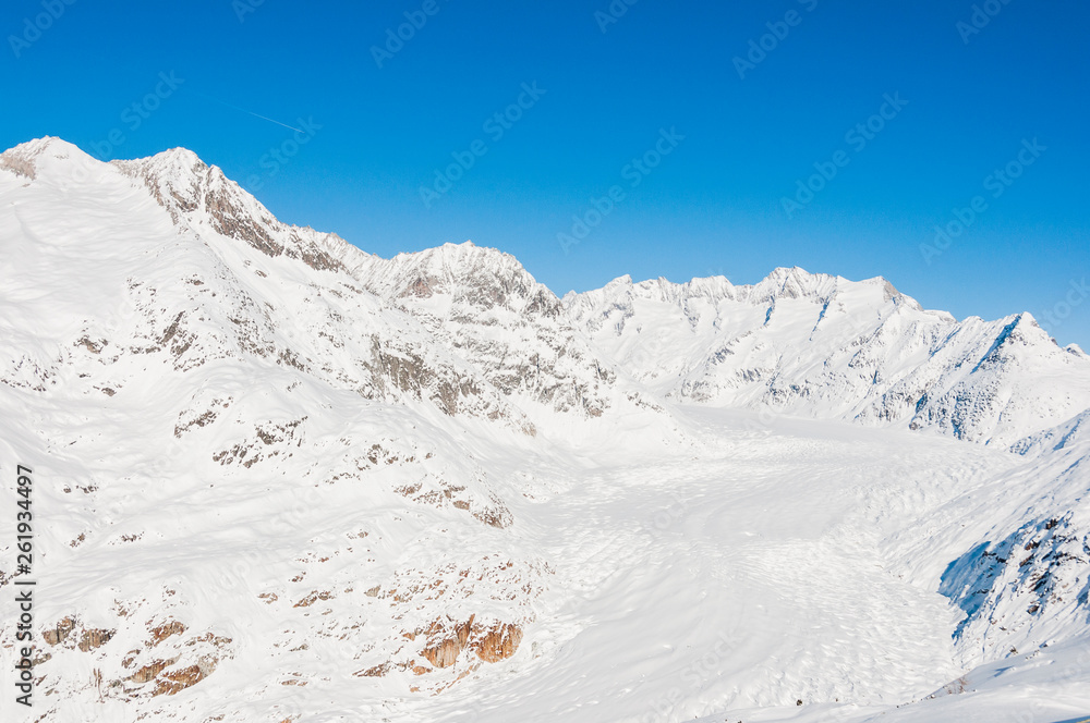 Bettmeralp, Aletschgletscher, Konkordiaplatz, Alpen, Walliser Berge, Winter, Wintersport, Wallis, Schweiz