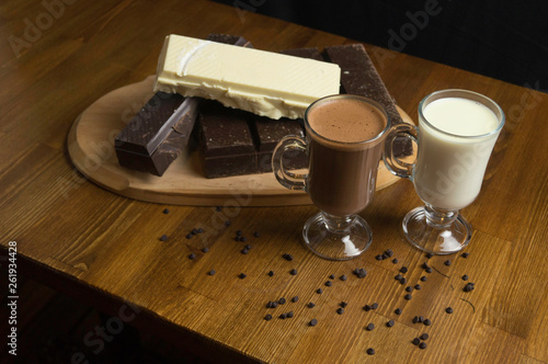 molded chocolates prepared at the table and milk drinks