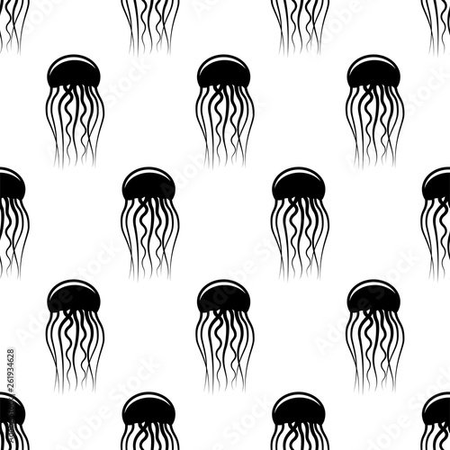 Jellyfish Icon Seamless Pattern, Jelly Fish Icon