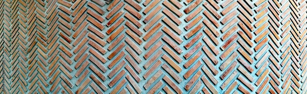 Panorama of brick wall in herringbone pattern Panorama of brick wall in herringbone pattern