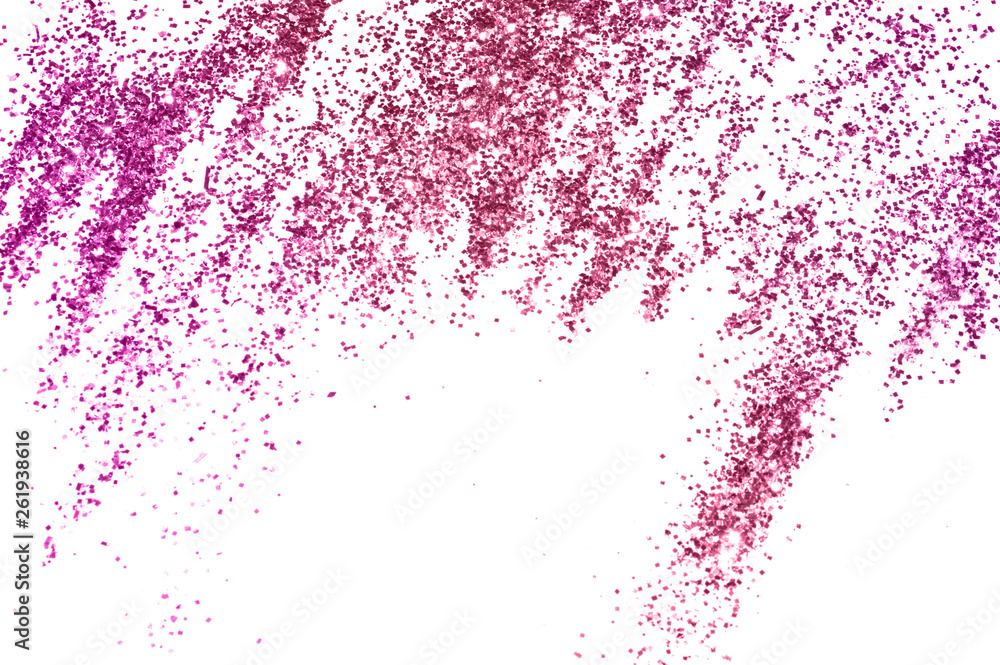Purple glitter sparkles on white background in vintage colors