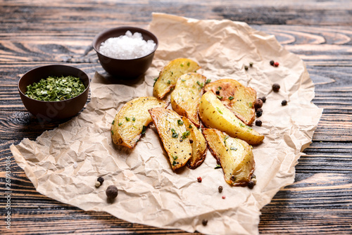 Roasted potato wedges with ...