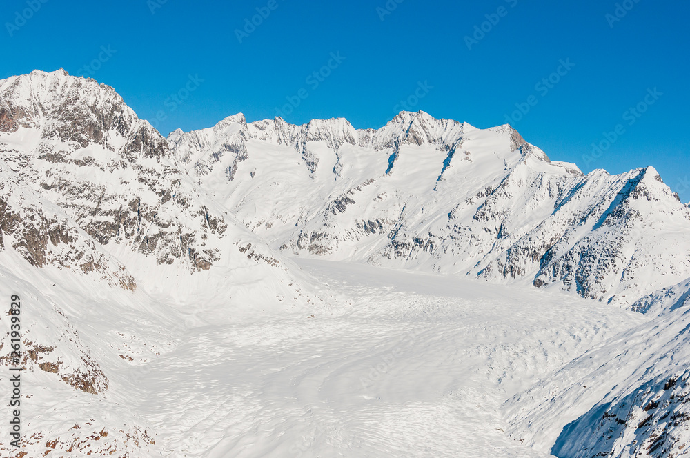 Bettmeralp, Aletschgletscher, Gletscher, Bettmerhorn, Konkordiaplatz, Wallis, Alpen, Winter, Wintersport, Schweiz