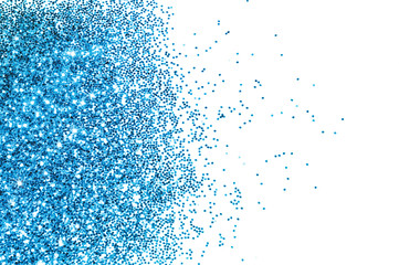 Textured background with blue glitter sparkle on white