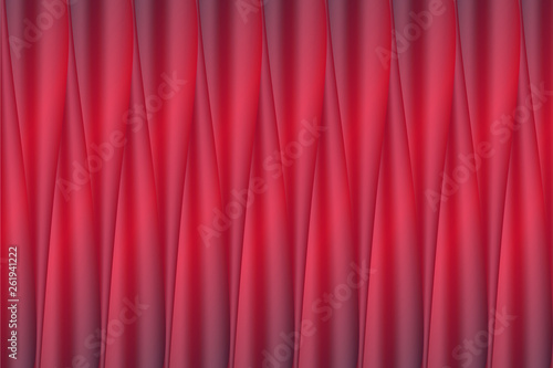 Vector background of realistic bright red shining sateen silk fabric folds