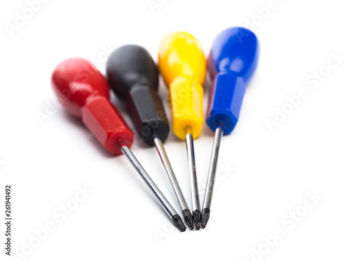 colour Screwdriver type TORX isolated on white. All sizes.