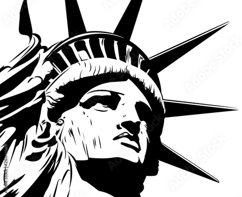 Statue of liberty, black and white vector