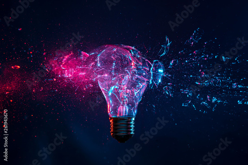 explosion of a filament light bulb