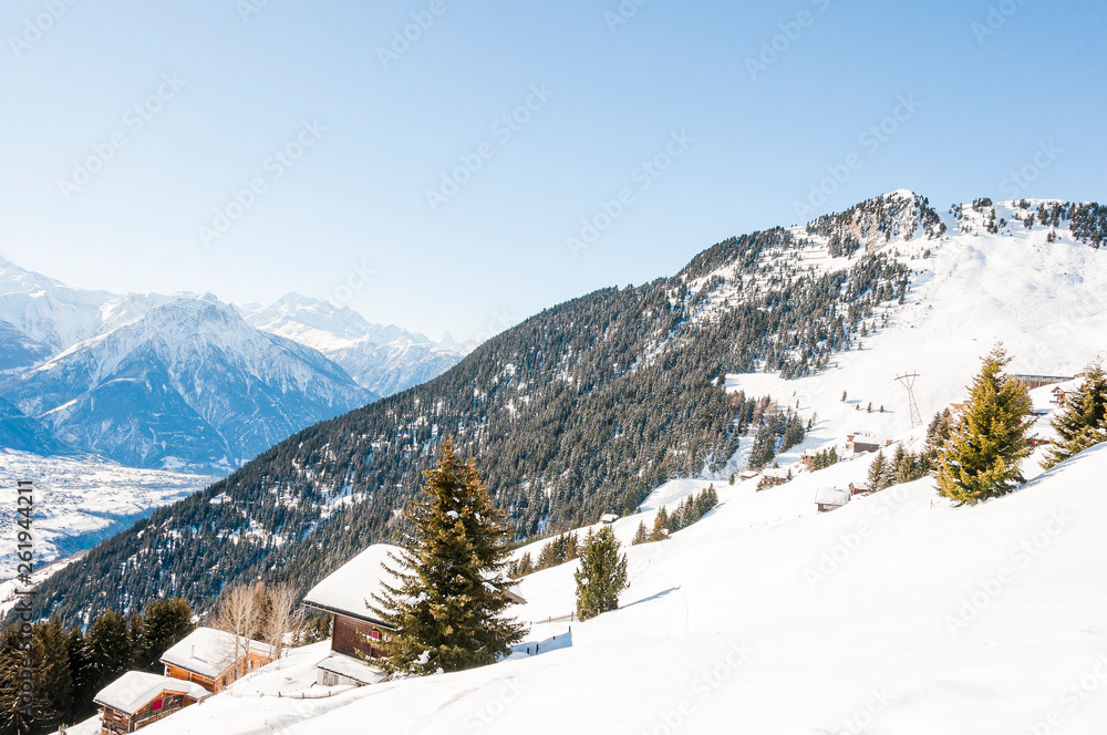Riederalp, Matterhorn, Wallis, Alpen, Winter, Wintersport, Schweizer Berge, Holzhäuser,  Schweiz