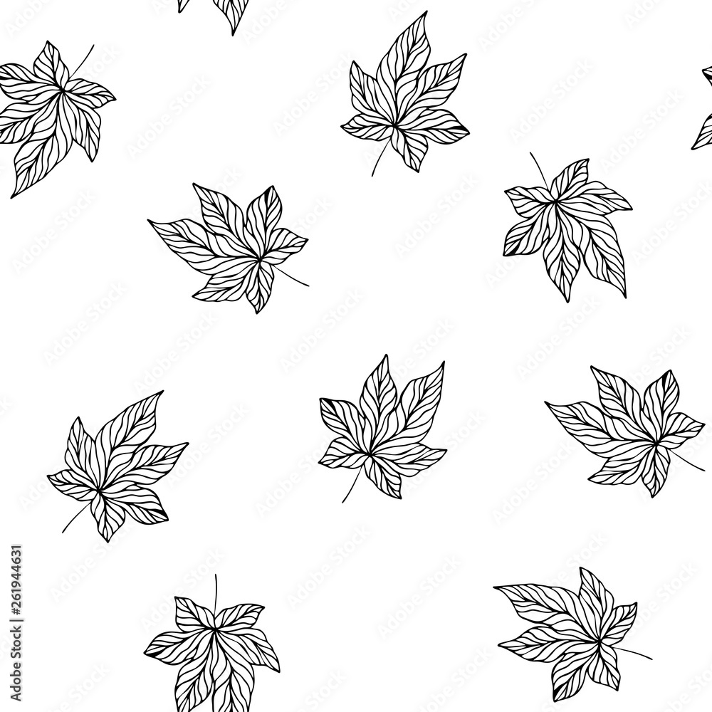 Seamless pattern with leaves. Vector floral background.