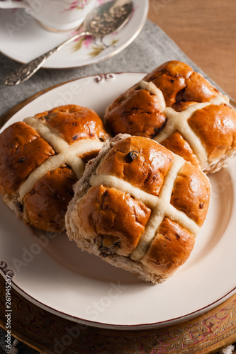 Hot Cross Buns a spiced sweet cake traditionally eaten on Good Friday
