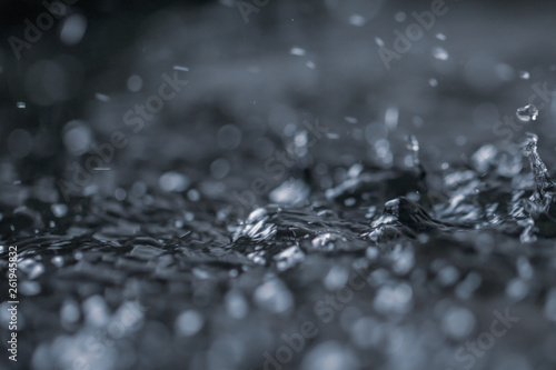 Selective focus drop of water abstract background.