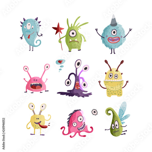 Cute cartoon monsters. Vector.