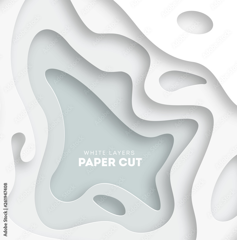 3D white abstract background with white paper cut shapes. Vector design ...