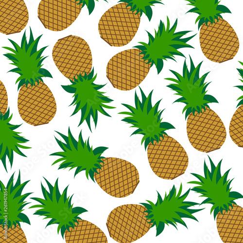 Vector illustration of painted pineapple on white background. Symbol of fruit, food,vegetarian,vegan.