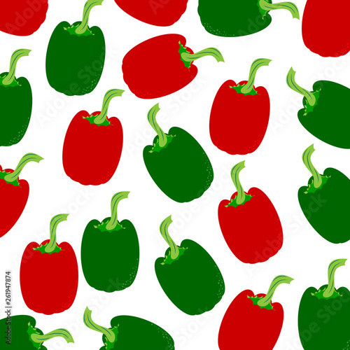 Vector illustration of painted peppers on white background. Symbol of vegetable, food,vegetarian,vegan.