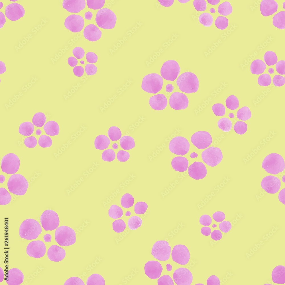 梅の花のシームレスパターン（水彩）