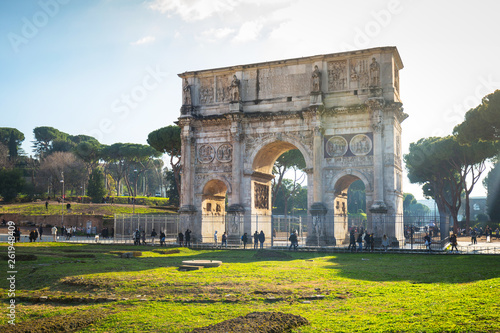 The Arch of Constantine in Rome at sunny day, Italy