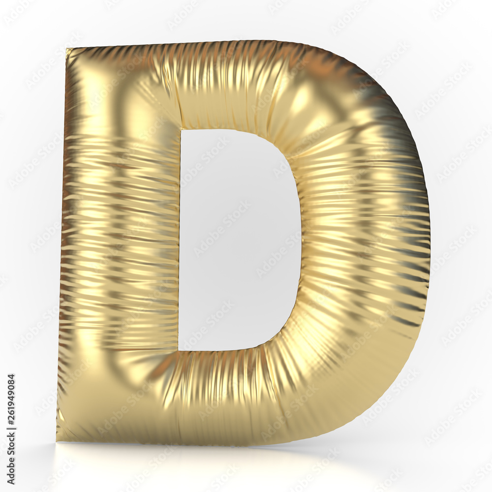 Buchstabe D aufgeblasen und goldfarben Buchstabe D aufgeblasen und goldfarben