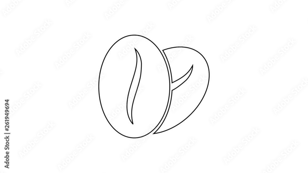 Grey Coffee beans line icon on white background. 4K Video motion graphic animation Grey Coffee beans line icon on white background. 4K Video motion graphic animation