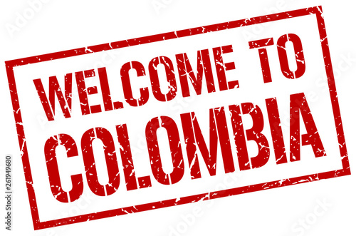welcome to Colombia stamp