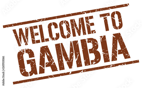 welcome to Gambia stamp