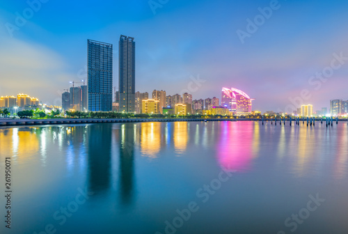 City night view of Zhanjiang Sands Bay
