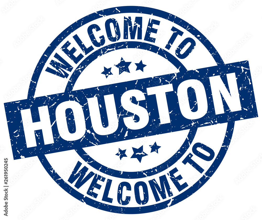 welcome to Houston blue stamp