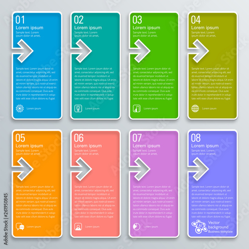 Infographics Vector Arrow Buttons, 8-Step
