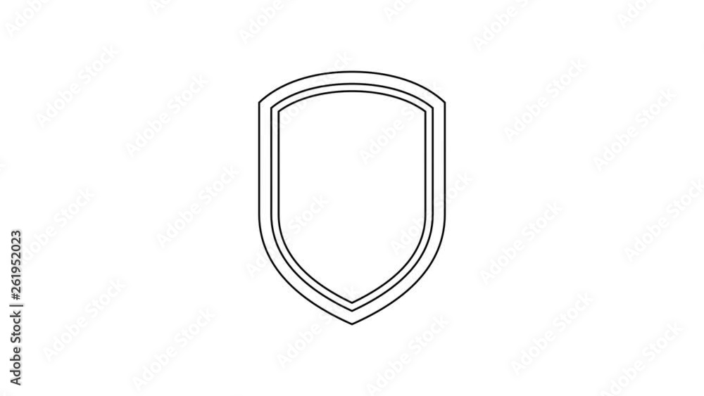 Grey Shield line icon on white background. Guard sign. 4K Video motion graphic animation Grey Shield line icon on white background. Guard sign. 4K Video motion graphic animation