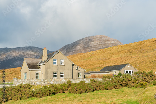 Beautiful nature scene with a house around Connemara National Park