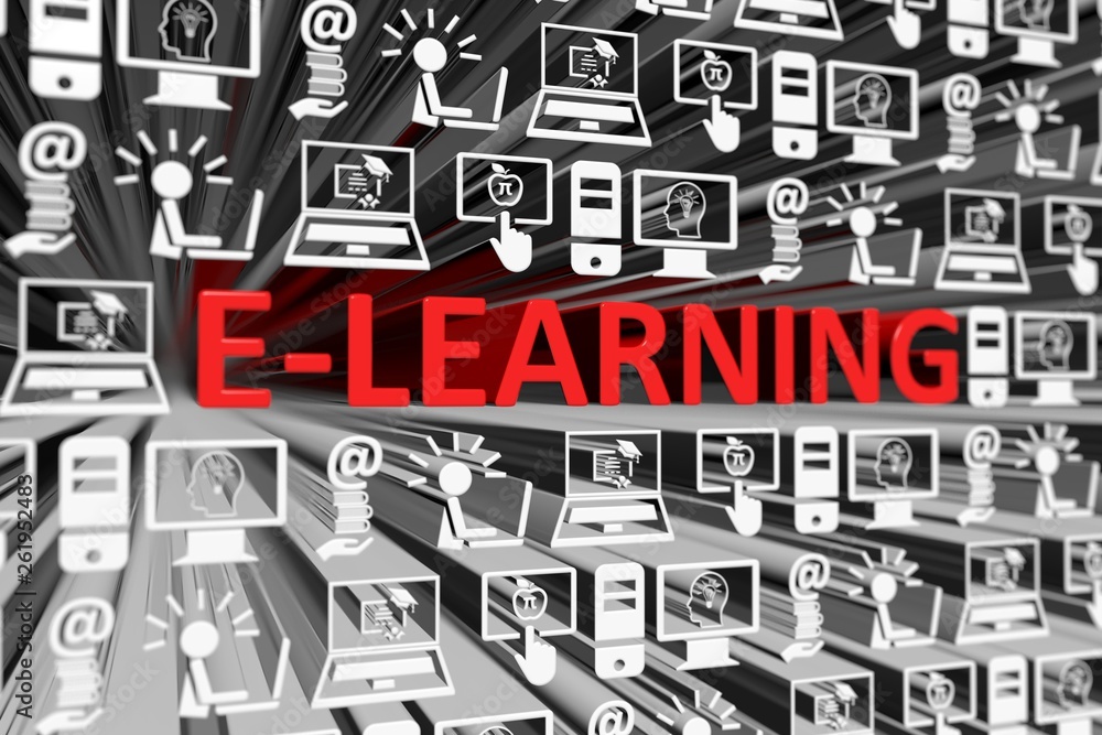 Obraz premium ELEARNING concept blurred background 3d render illustration