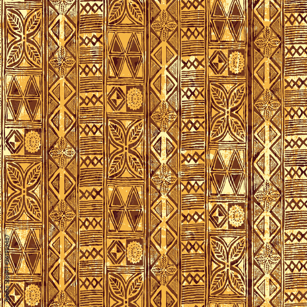 Hawaii style tribal fabric wallpaper  grunge  vector seamless ethnic pattern