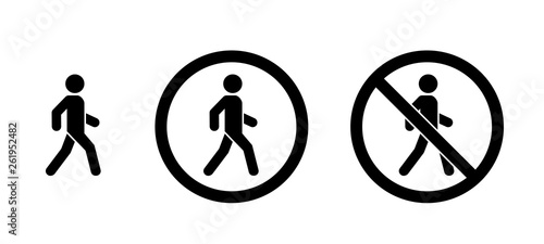 Man walk and don't walk icon set . People symbol. Vector illustration