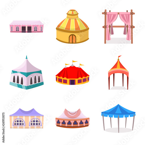 Isolated object of awning and shelter sign. Collection of awning and canopy stock vector illustration. © Svitlana