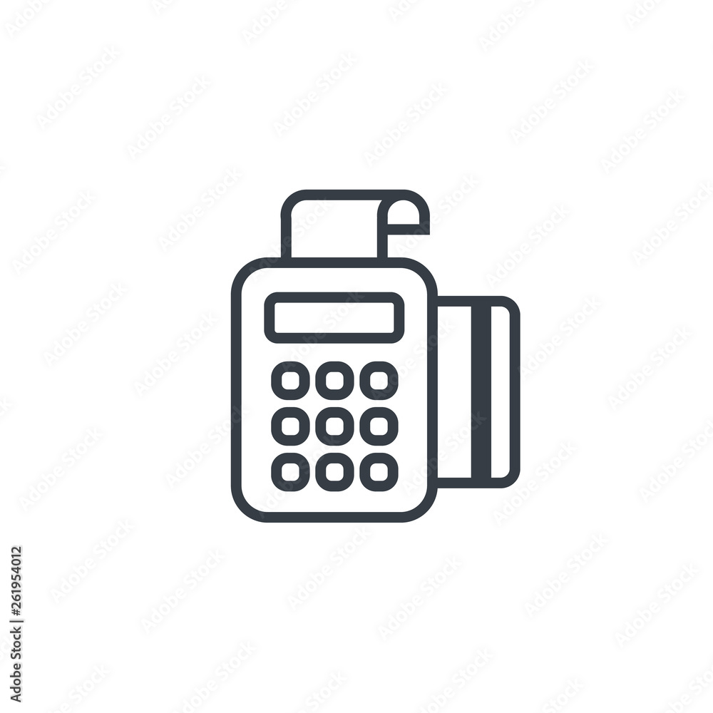 pos terminal payment line icon with credit card and check. Outline vector sign. linear pictogram isolated. pos terminal payment line icon with credit card and check. Outline vector sign. linear pictogram isolated.