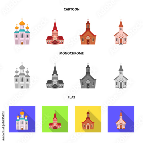 Isolated object of cult and temple sign. Set of cult and parish stock vector illustration.
