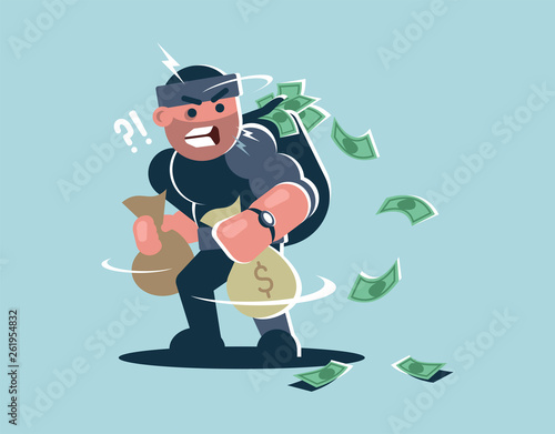 a thief with bags of money